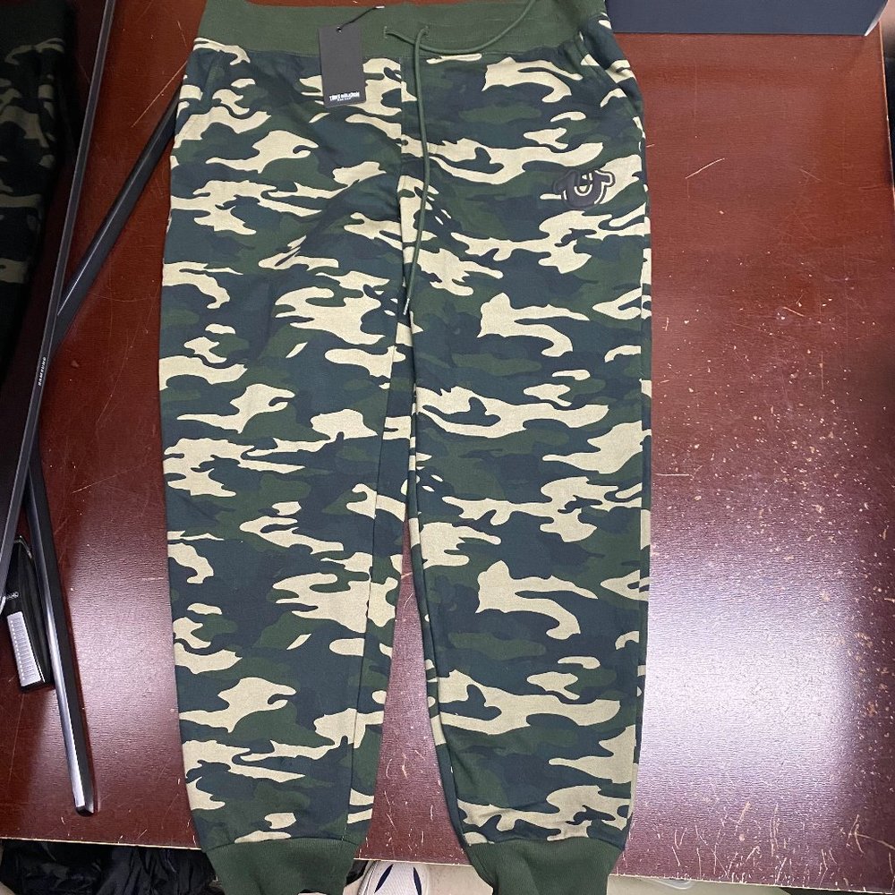 True Religion Mens Multicolor Camouflage Drawstring Pockets Sweatpants Sz XL XXL